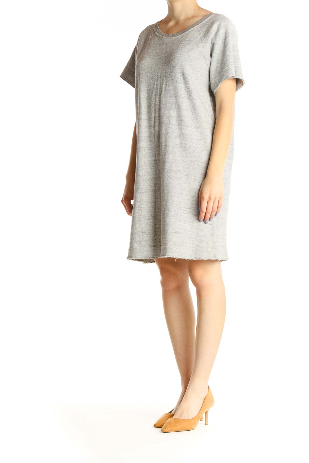 Gray Solid Day Shift Dress