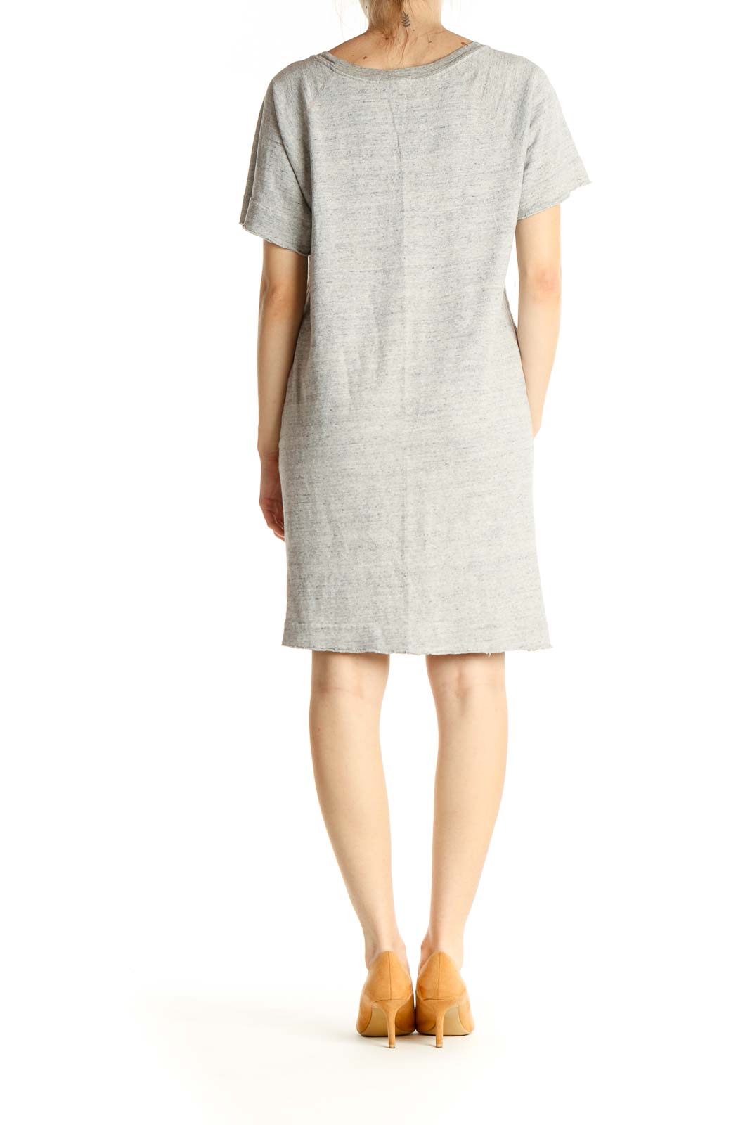 Gray Solid Day Shift Dress