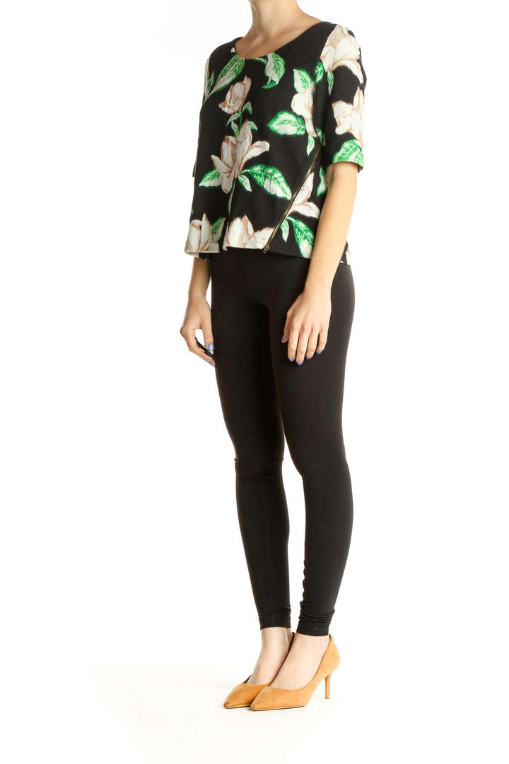 Black Floral Print All Day Wear Shirt