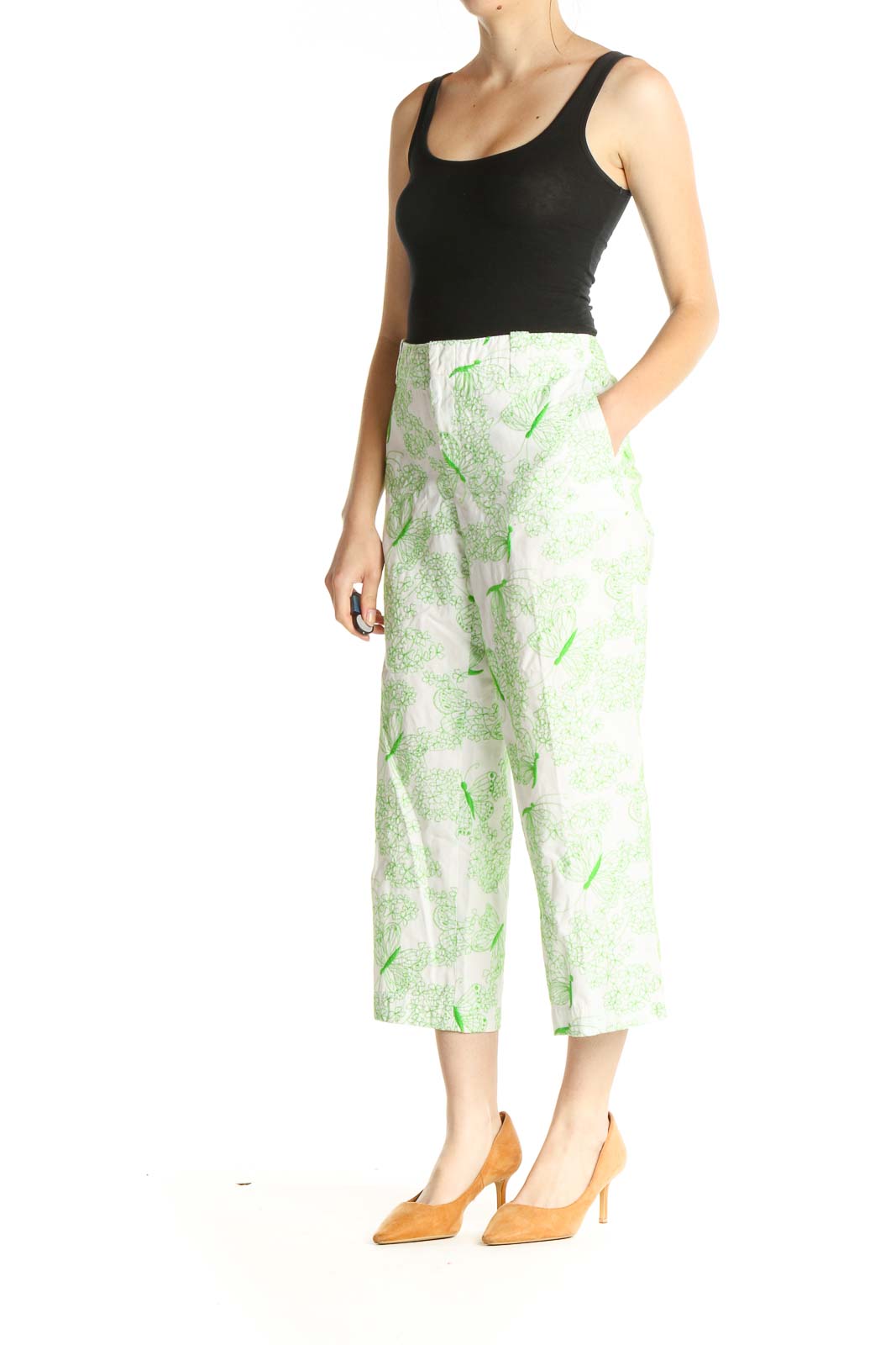 White Printed All Day Wear Culottes Pants