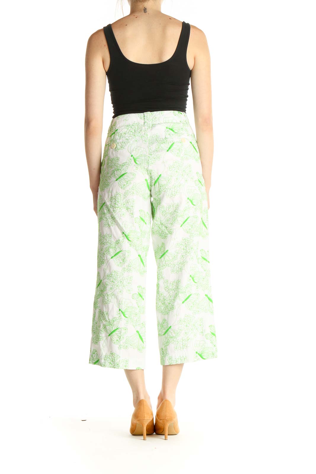 White Printed All Day Wear Culottes Pants