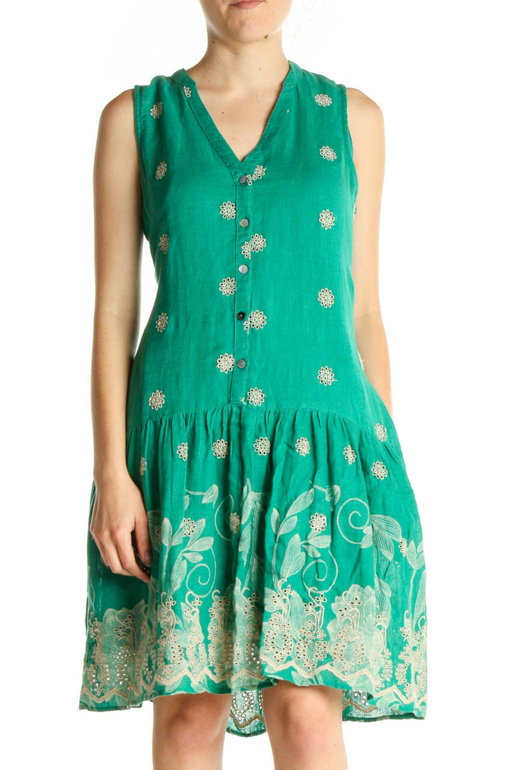 Green Textured Bohemian Dress