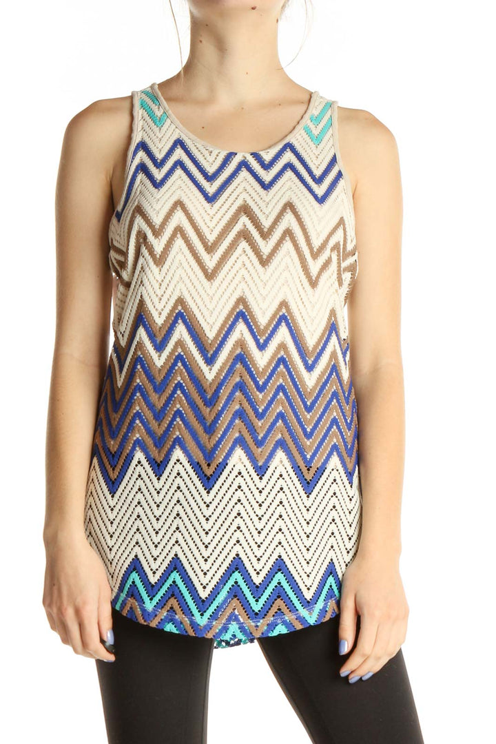 Beige Chevron Tank Top