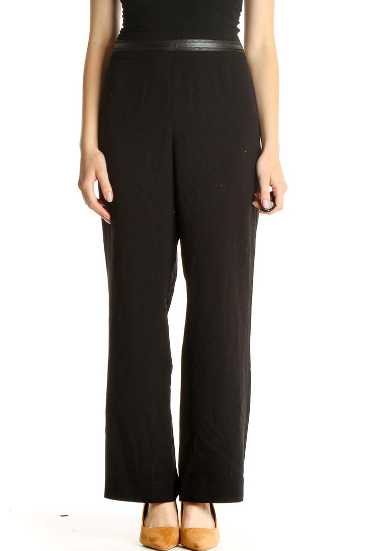 Black Solid Classic Trousers