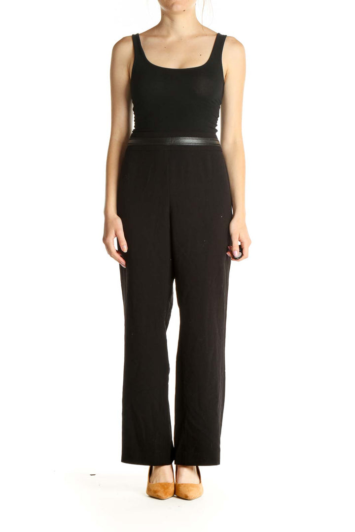 Black Solid Classic Trousers