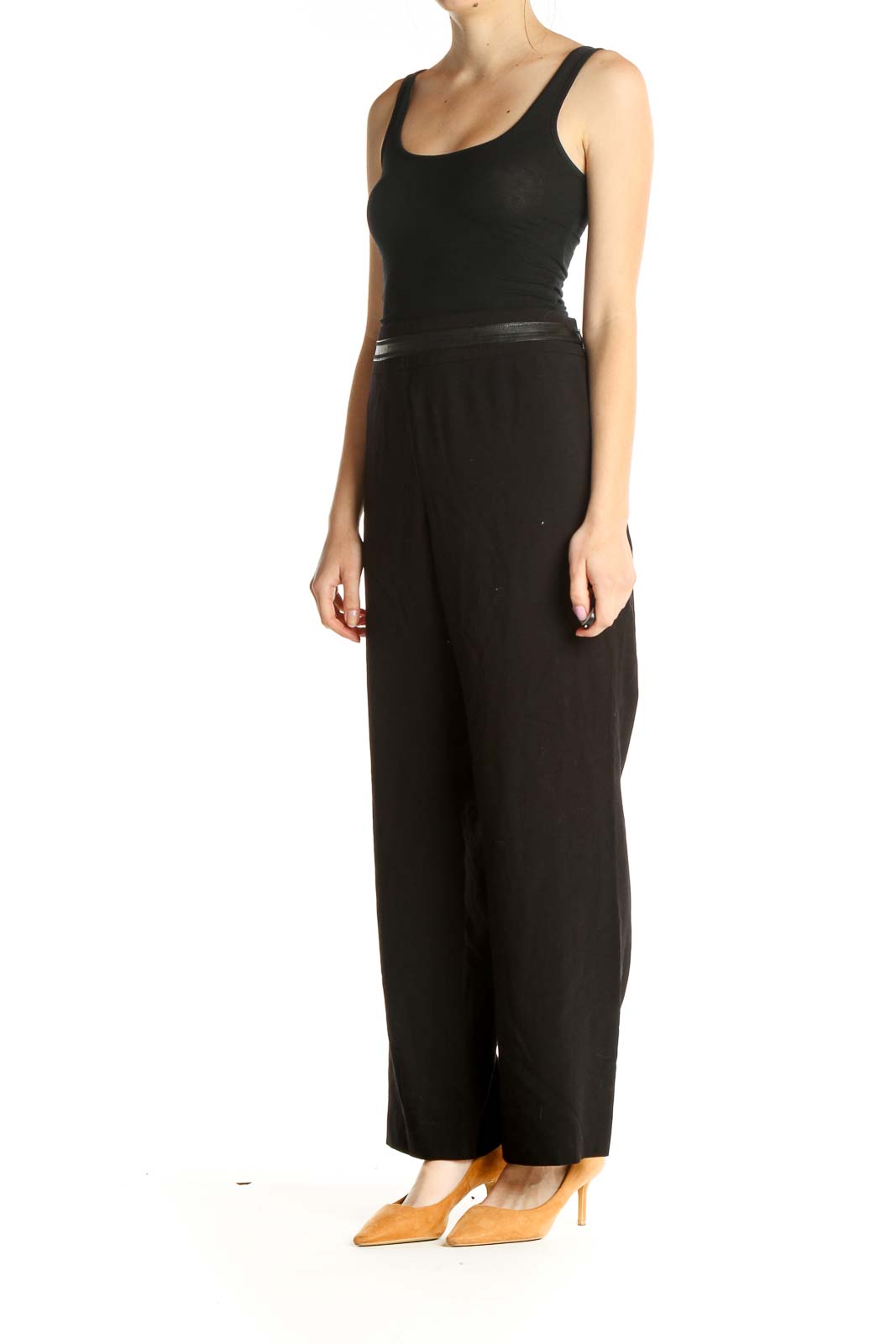 Black Solid Classic Trousers