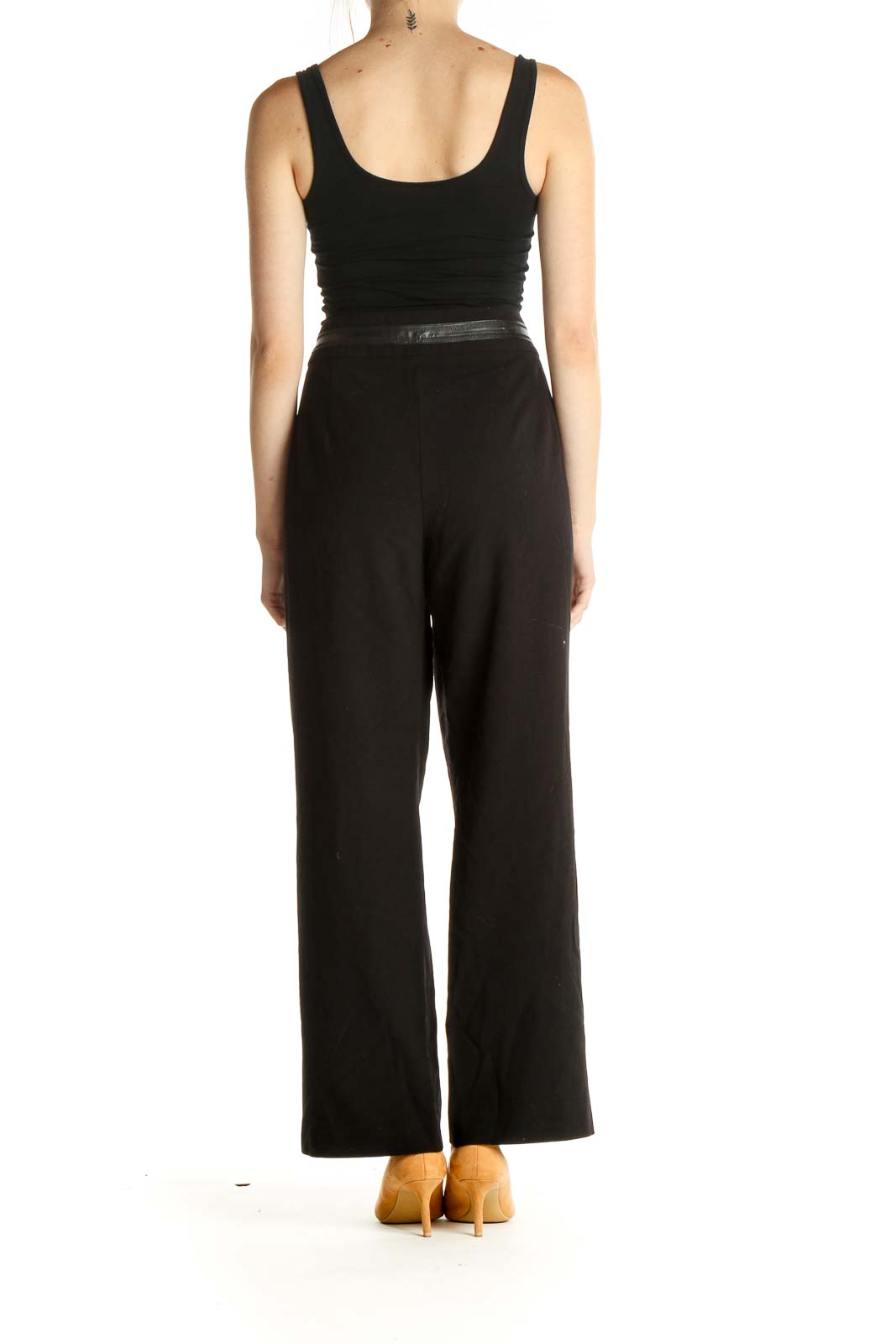 Black Solid Classic Trousers