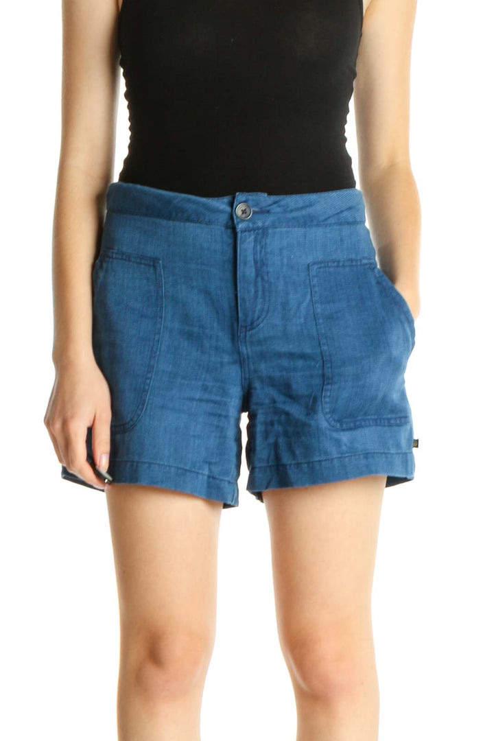 Blue Solid All Day Wear Shorts