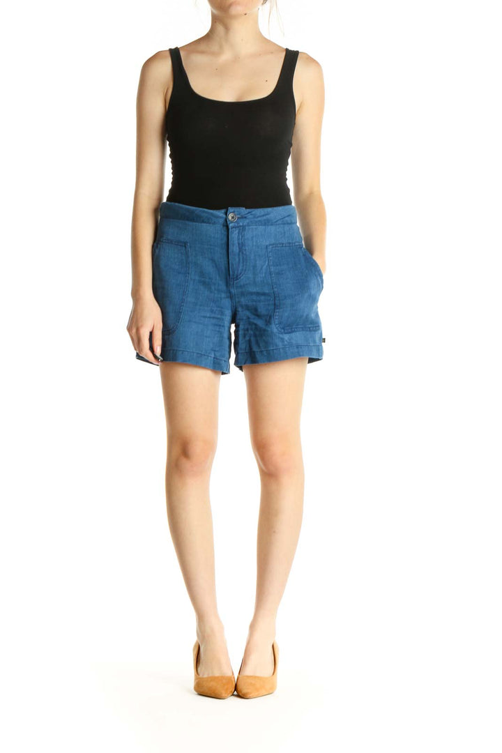 Blue Solid All Day Wear Shorts