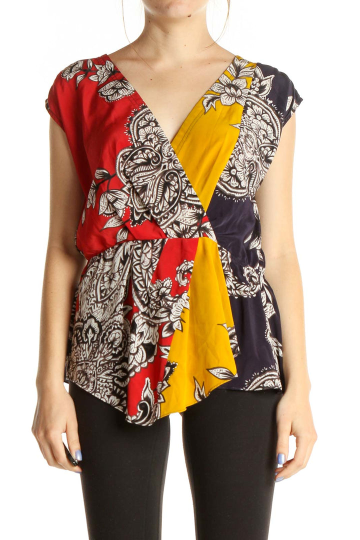 Yellow Graphic Print Bohemian Blouse