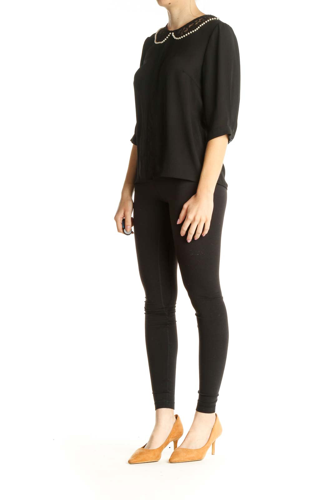 Black Solid All Day Wear Blouse