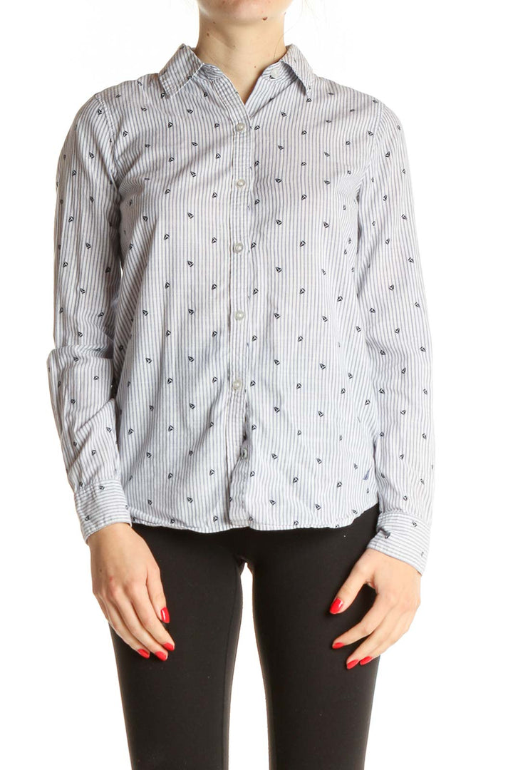 White Printed Formal Shirt