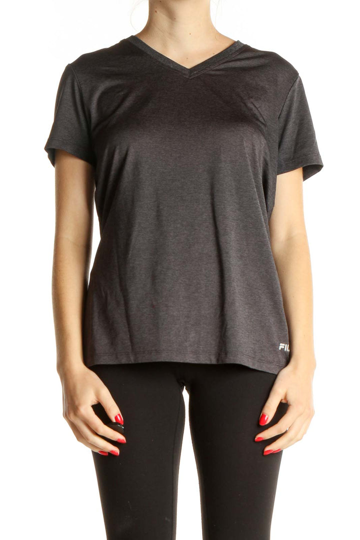 Gray Solid Activewear T-Shirt