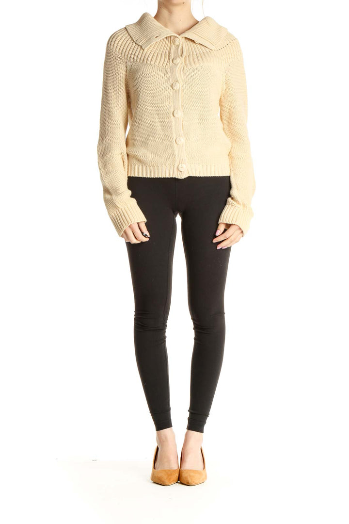 Beige Solid Chic Sweater