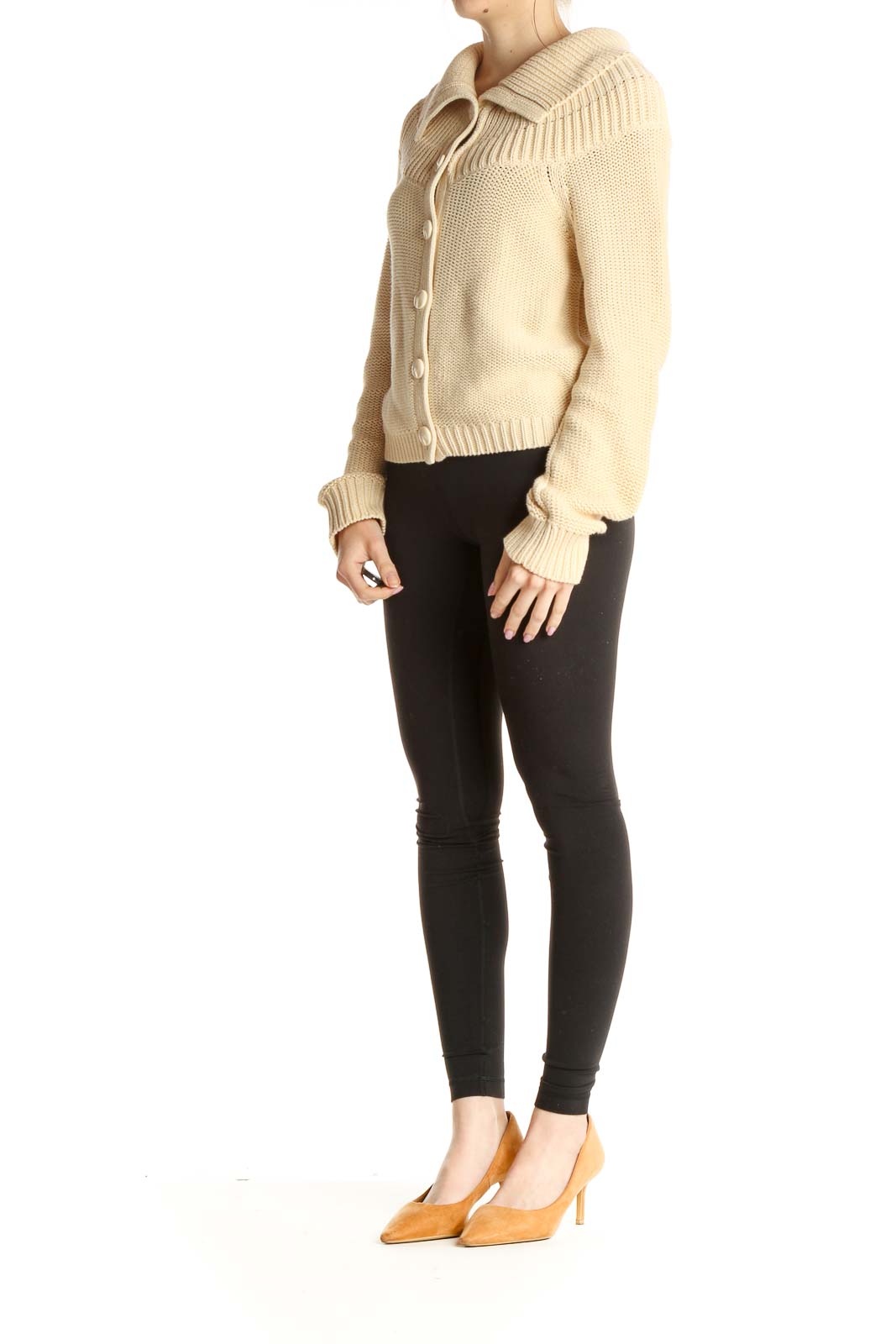 Beige Solid Chic Sweater