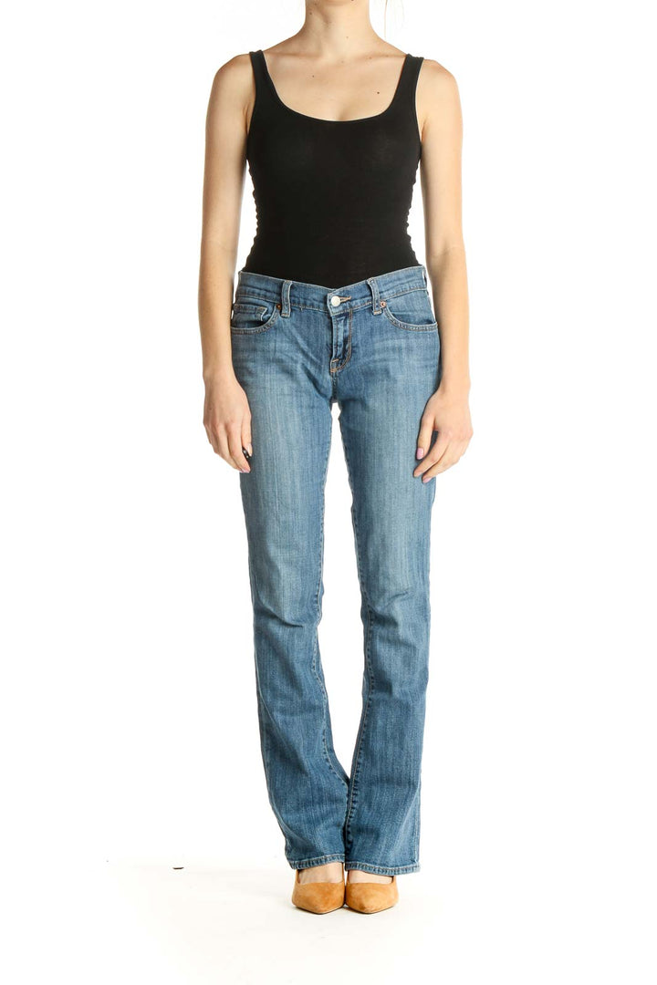 Blue Low-Rise Straight Leg Jeans