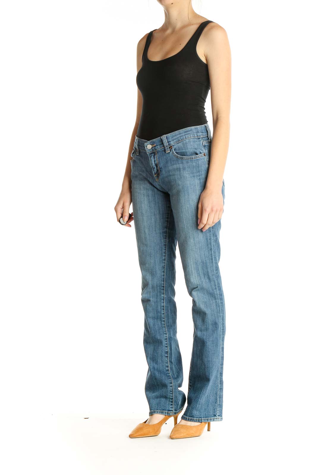 Blue Low-Rise Straight Leg Jeans