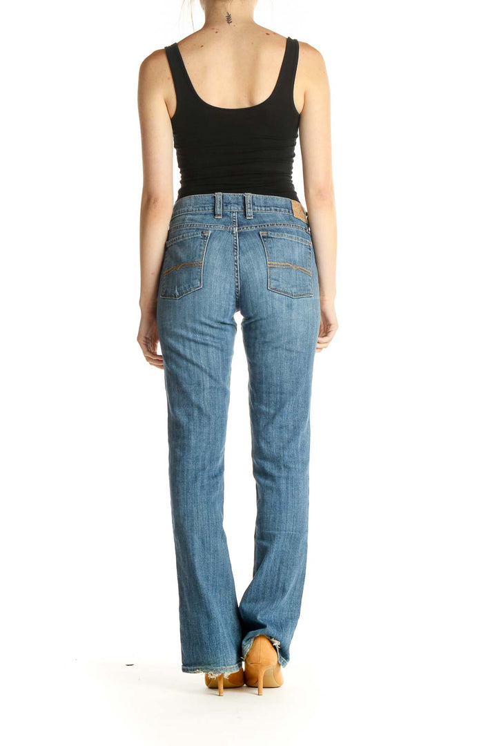 Blue Low-Rise Straight Leg Jeans