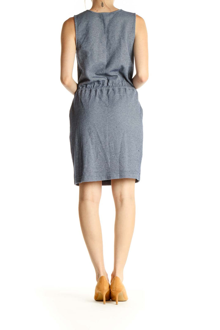 Blue Solid Day Shift Dress