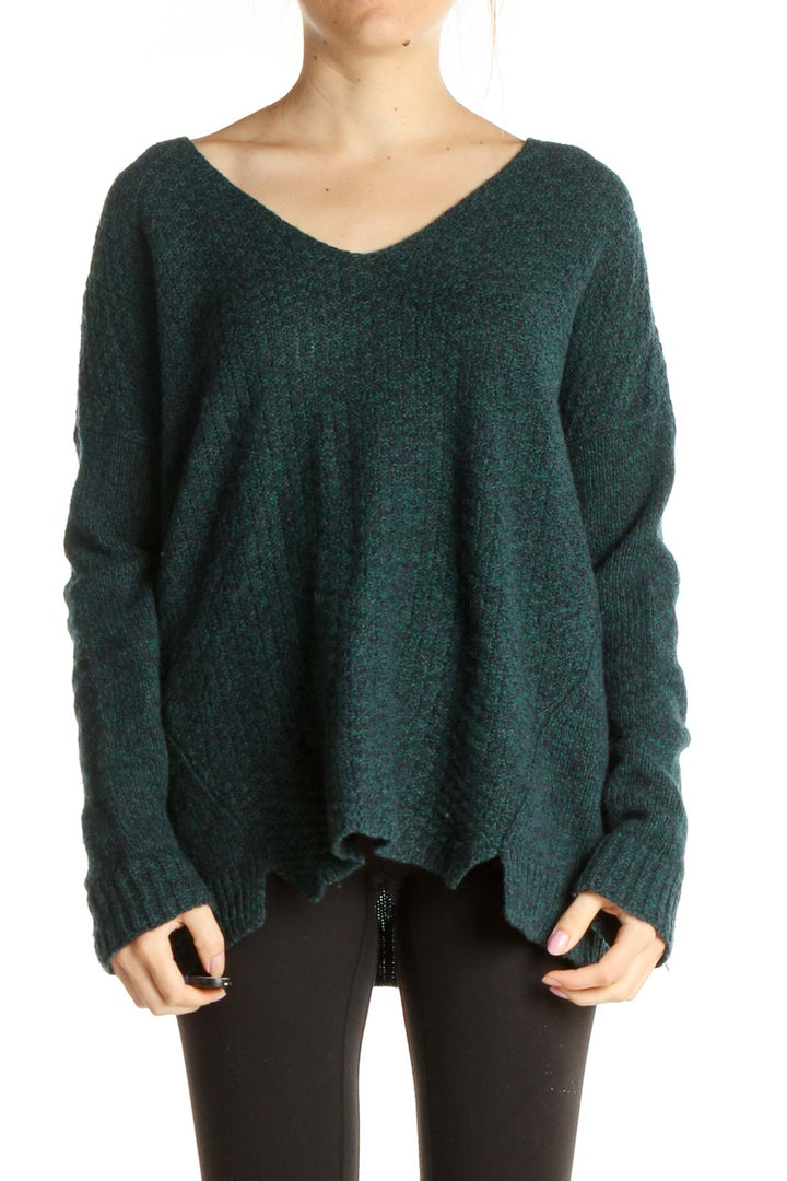 Green Textured Classic Sweater