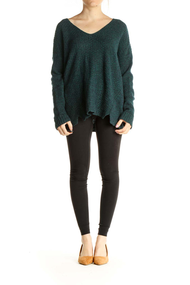 Green Textured Classic Sweater