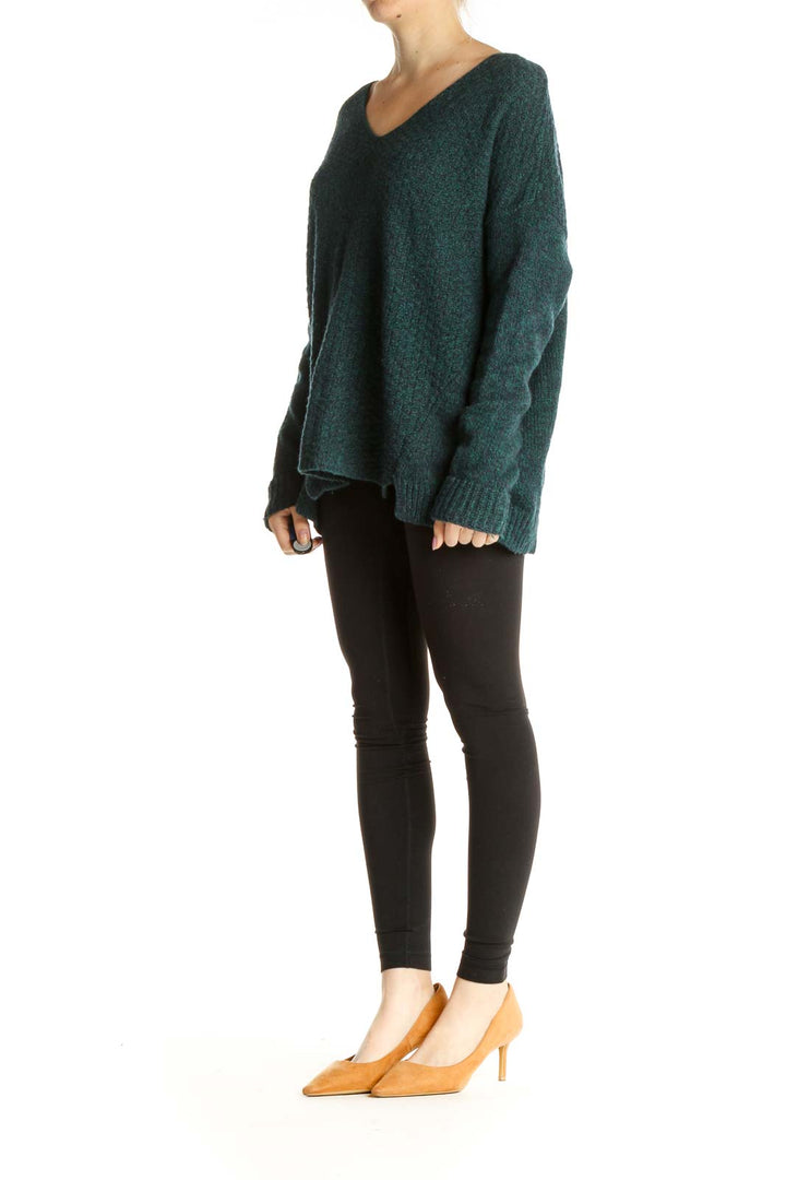 Green Textured Classic Sweater