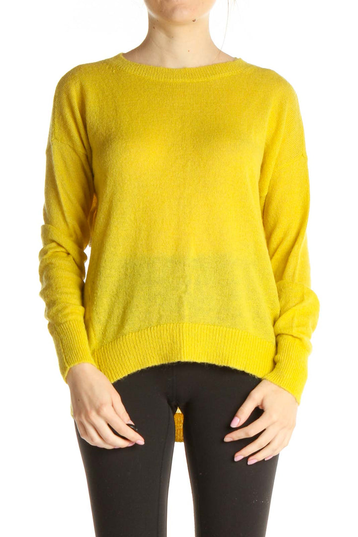 Yellow Solid All Day Wear Sweater