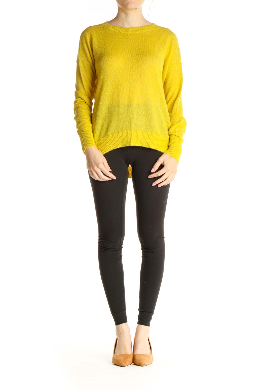 Yellow Solid All Day Wear Sweater