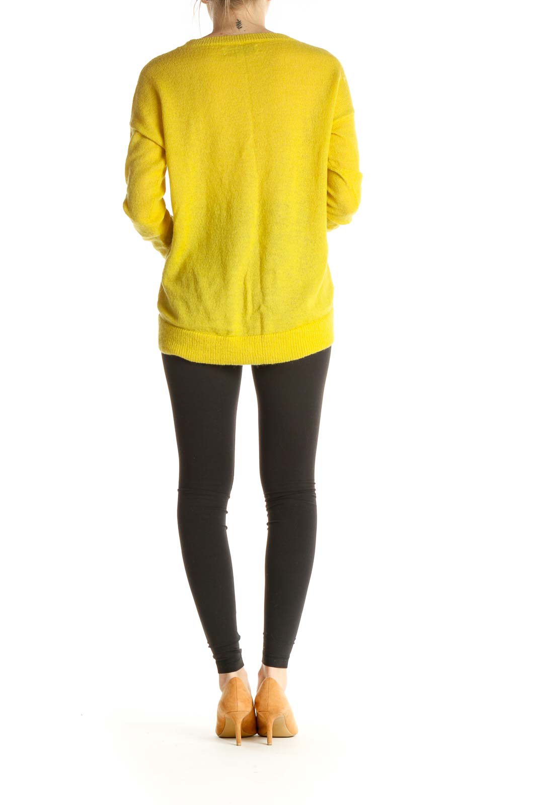 Yellow Solid All Day Wear Sweater