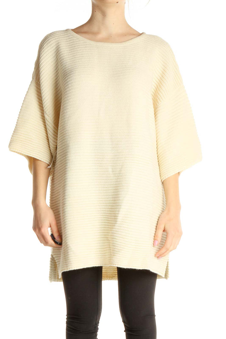 Beige Solid Classic Sweater