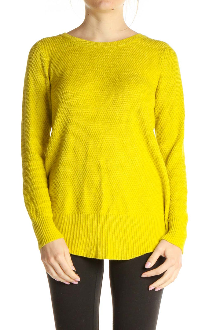 Yellow Solid All Day Wear Sweater