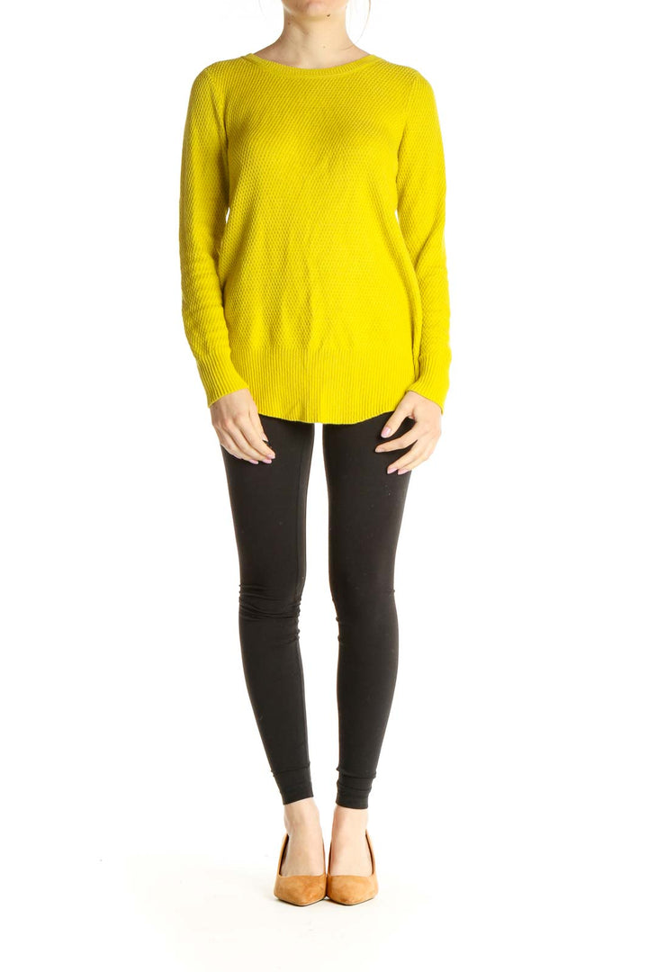 Yellow Solid All Day Wear Sweater