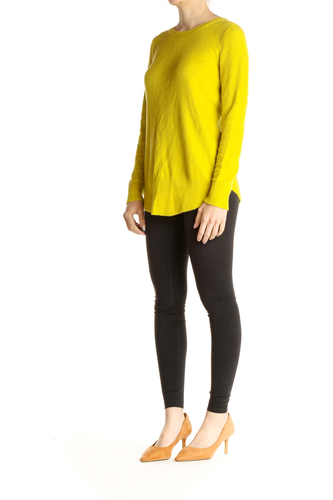 Yellow Solid All Day Wear Sweater