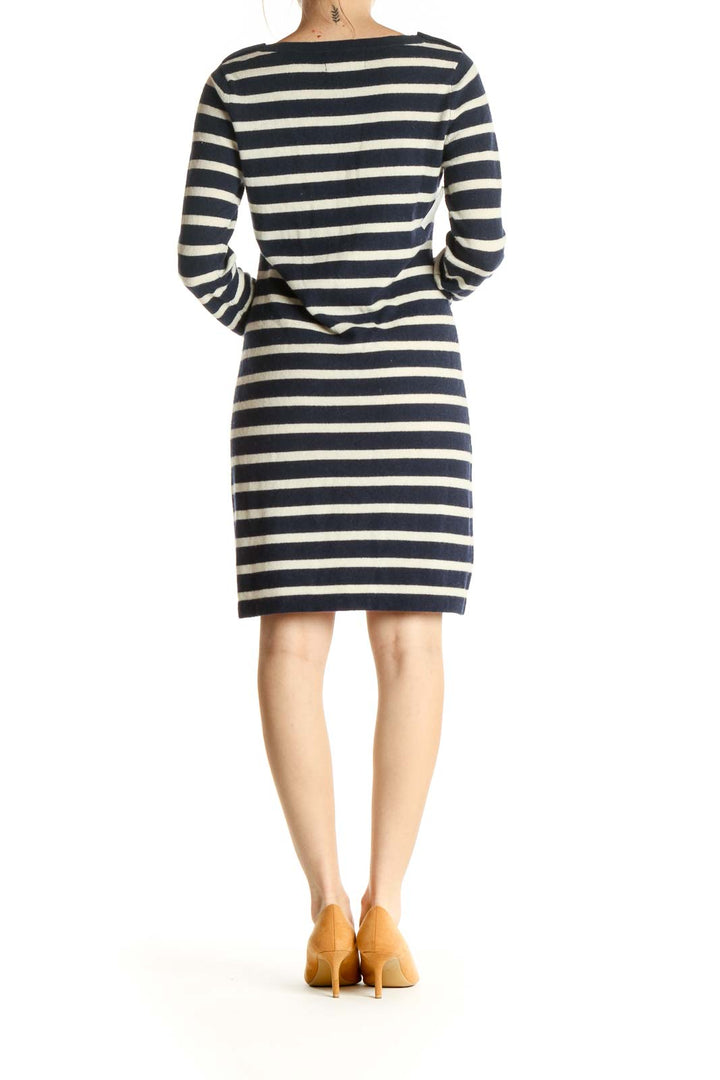 Beige Striped Day Sheath Dress