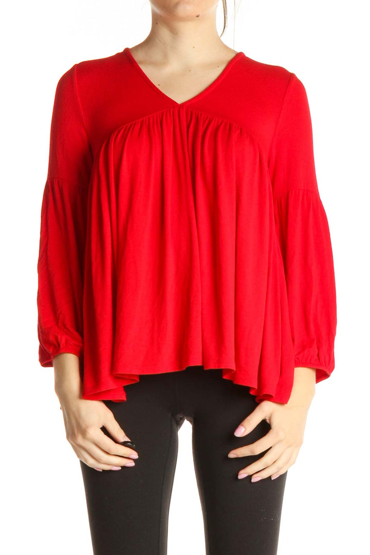 Red Solid All Day Wear Blouse