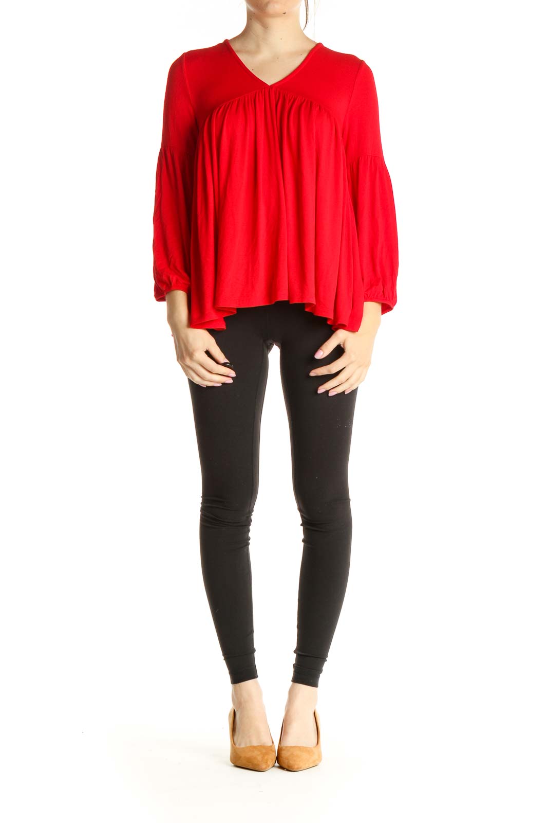 Red Solid All Day Wear Blouse