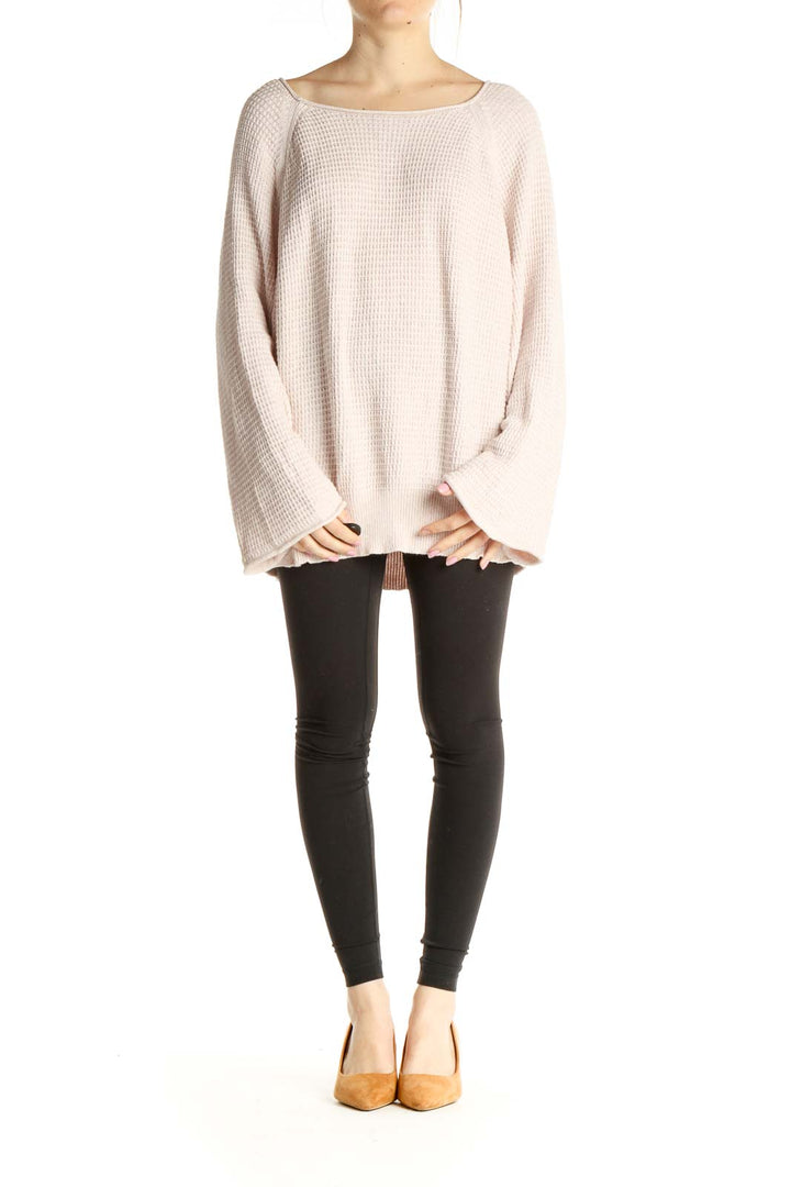 Pink Textured Classic Sweater