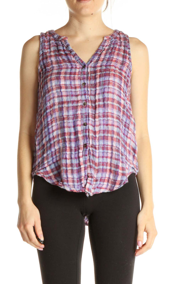 Purple Checkered Blouse