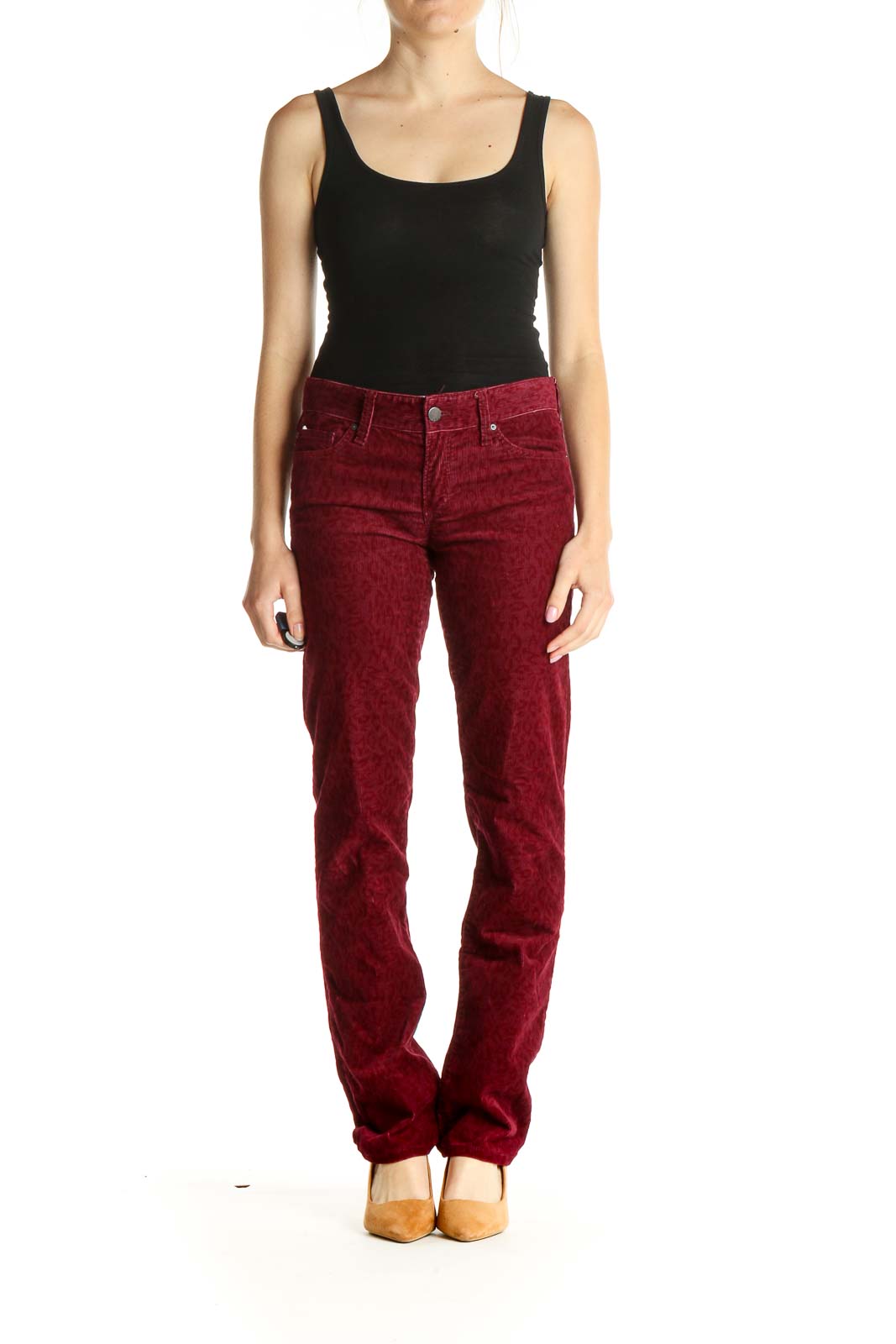 Red Animal Print Casual Pants