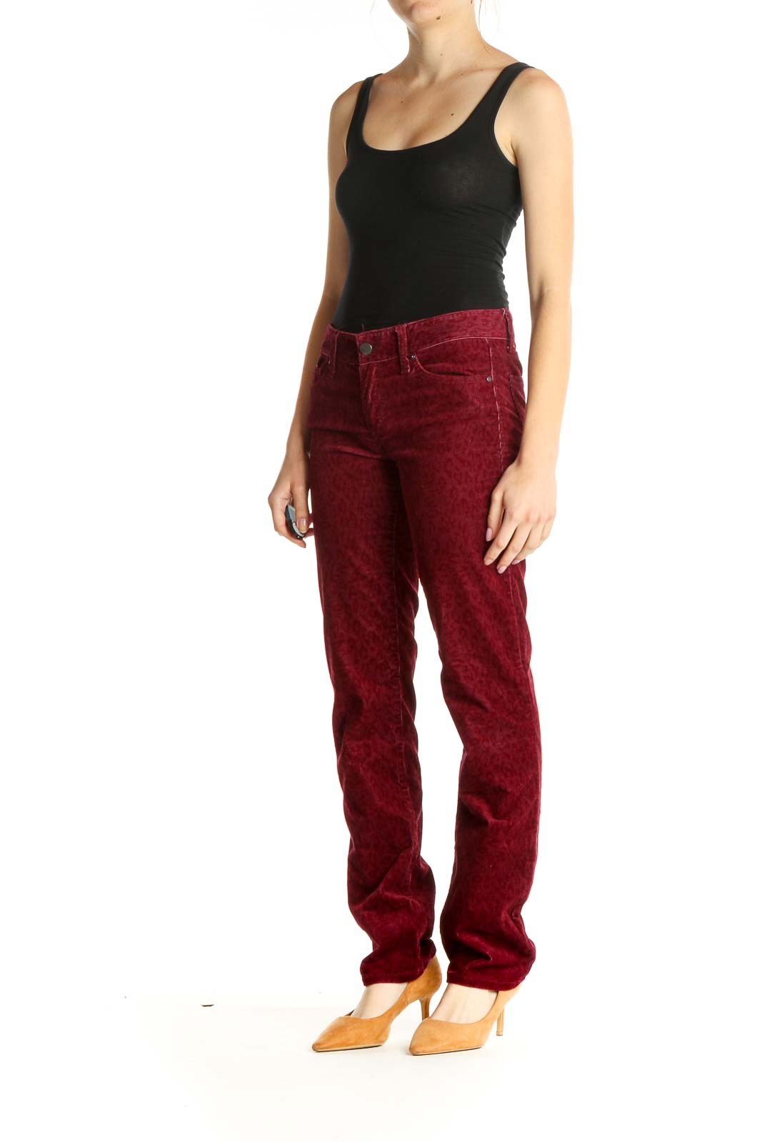 Red Animal Print Casual Pants