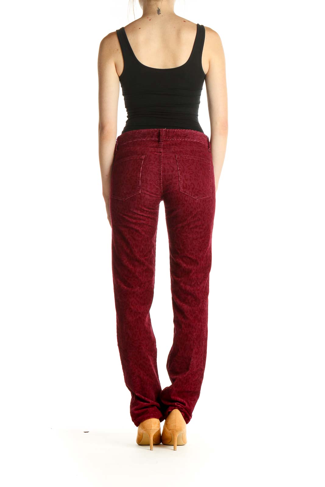 Red Animal Print Casual Pants