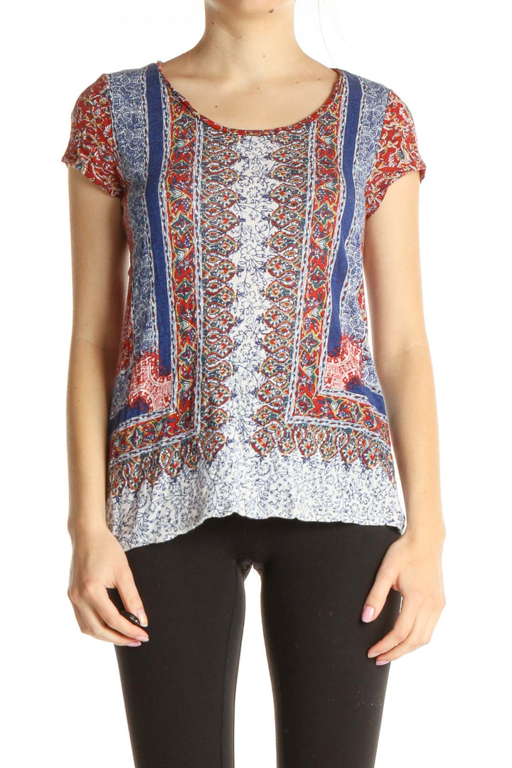 Blue Printed Bohemian Blouse