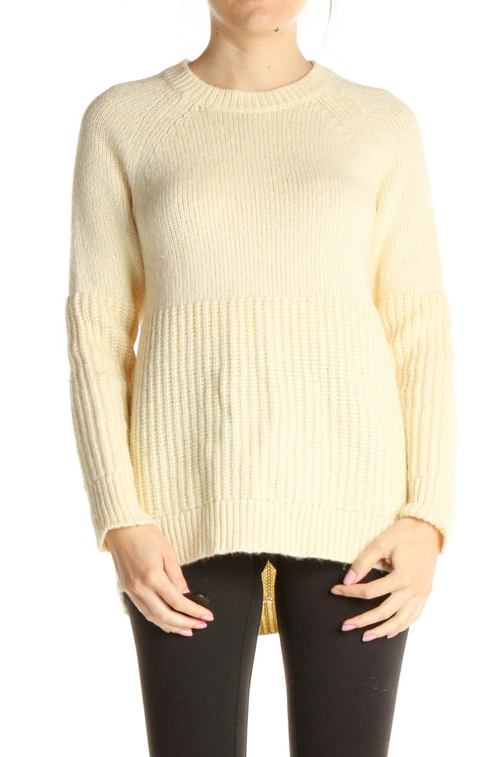 White Textured All Day Wear Sweater