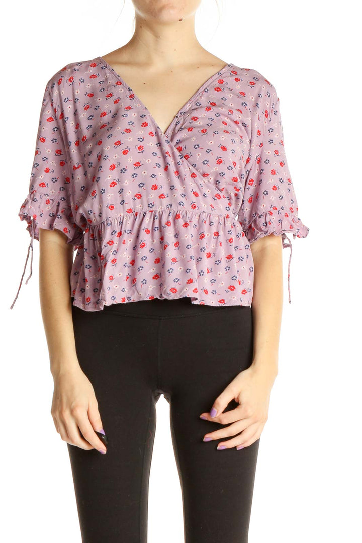 Pink Floral Print Brunch Blouse