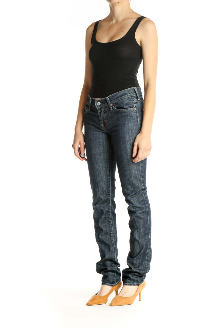 Blue Low-Rise Straight Leg Jeans