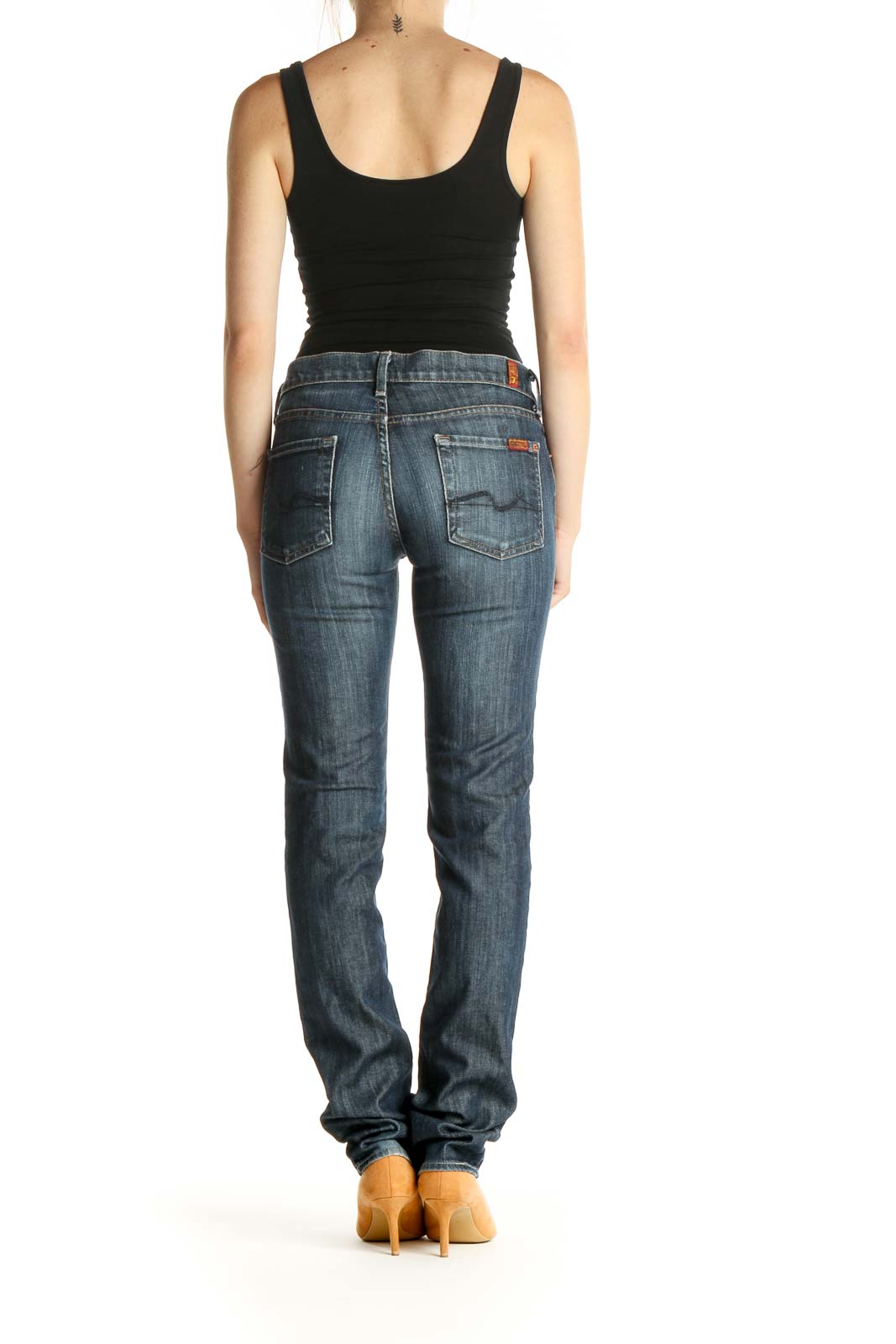 Blue Low-Rise Straight Leg Jeans