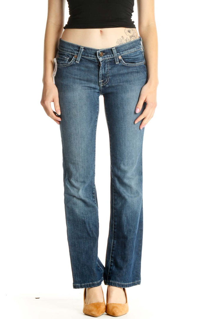 Blue Low-Rise Straight Leg Jeans