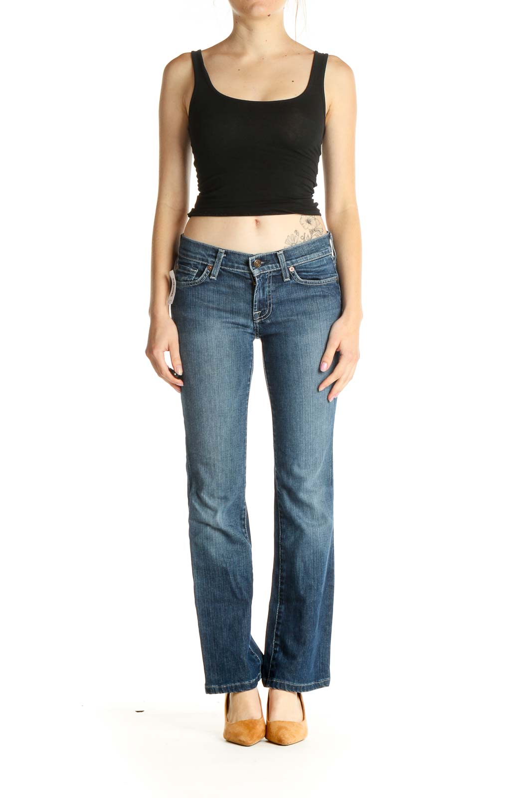 Blue Low-Rise Straight Leg Jeans