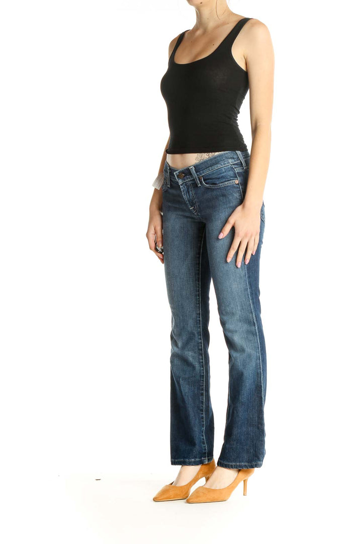 Blue Low-Rise Straight Leg Jeans