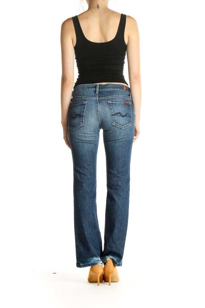 Blue Low-Rise Straight Leg Jeans